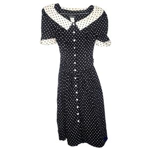 20) ALL THAT JAZZ  Lapel Retro Vintage style Polkadot A-line Dress Sz. 7/8